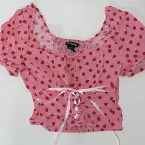 Hot Topic Pink Strawberry Top